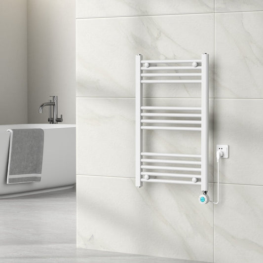 Radiador toallero Eléctrico con Termostato Digital - Radiador Baño - 800 × 500 mm - Blanco mate - 300 vatios