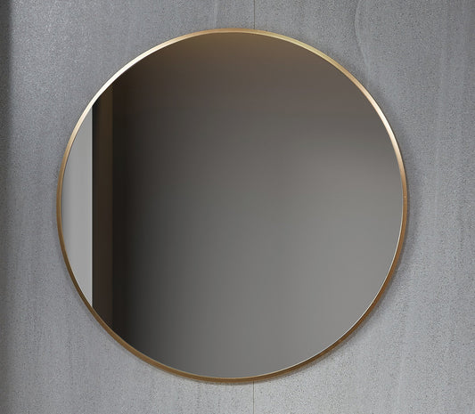 Spiegel rond 100 cm met koperen frame