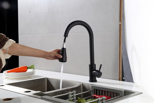 Grifo de cocina Nurion negro mate con caño