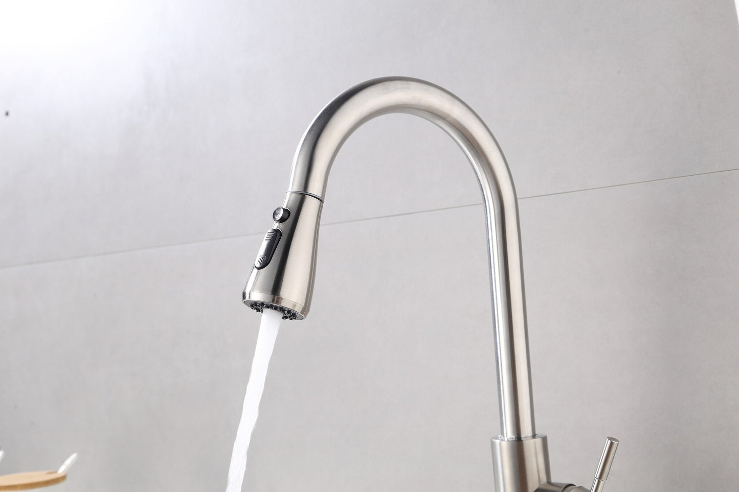 Grifo de cocina Nurion plata con caño
