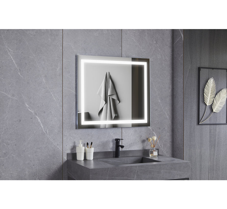 Espejo 70 x 50 cm sin marco, iluminación LED empotrada y anticondensación