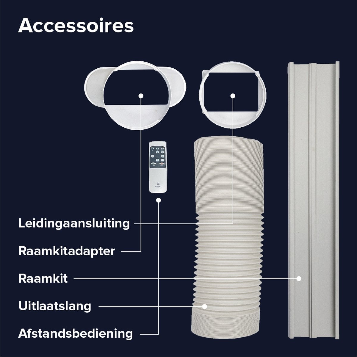 Mobiele airco Wifi ontvochtigen en ventileren met raamafdichting en luchtreiniger 9000btu