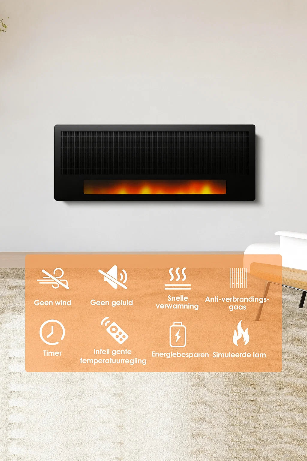 Panel infrarrojo Flamara chimenea LED 2100Watt