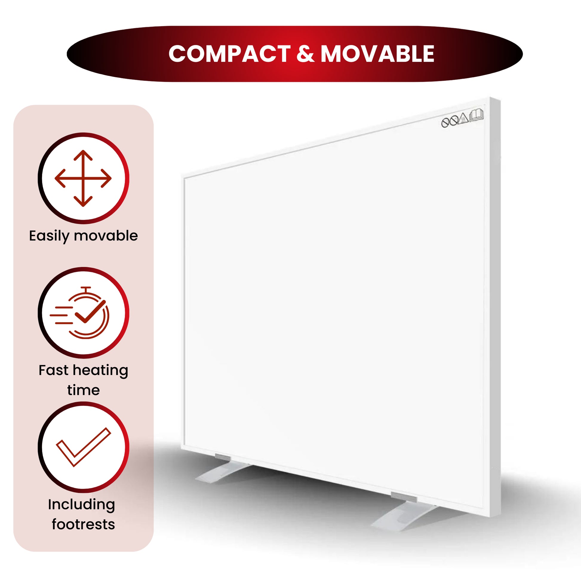 Serie QH-AK panel infrarrojo portátil 350, 450, 580 o 700 vatios