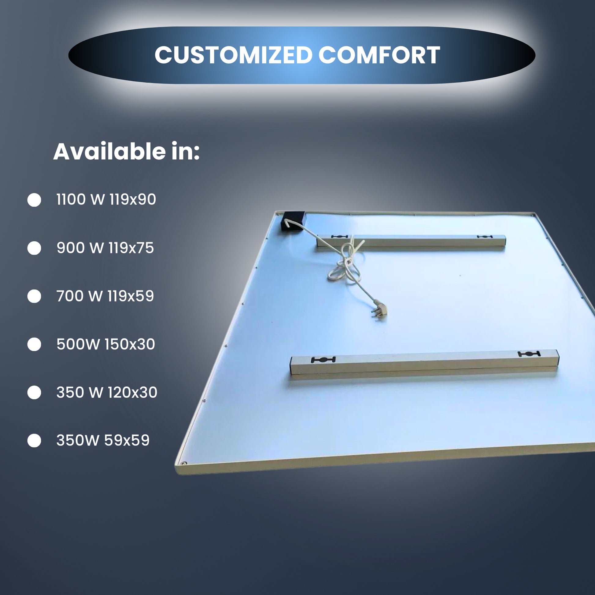 Panel infrarrojo QH-FR Serie 30 x 150 cm 500Watt