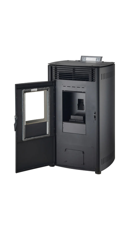 Estufa de pellets - 8.8KW - para 60-80 m2 - 5 niveles - temporizador - CR05 Negro