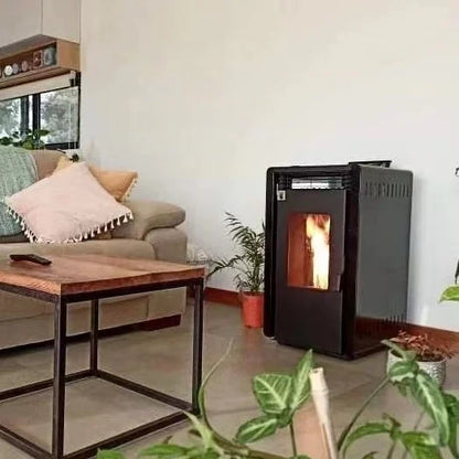 Estufa de pellets - 13.1kW - para 80-100 m2 - 5 niveles - temporizador - CR04 Negro