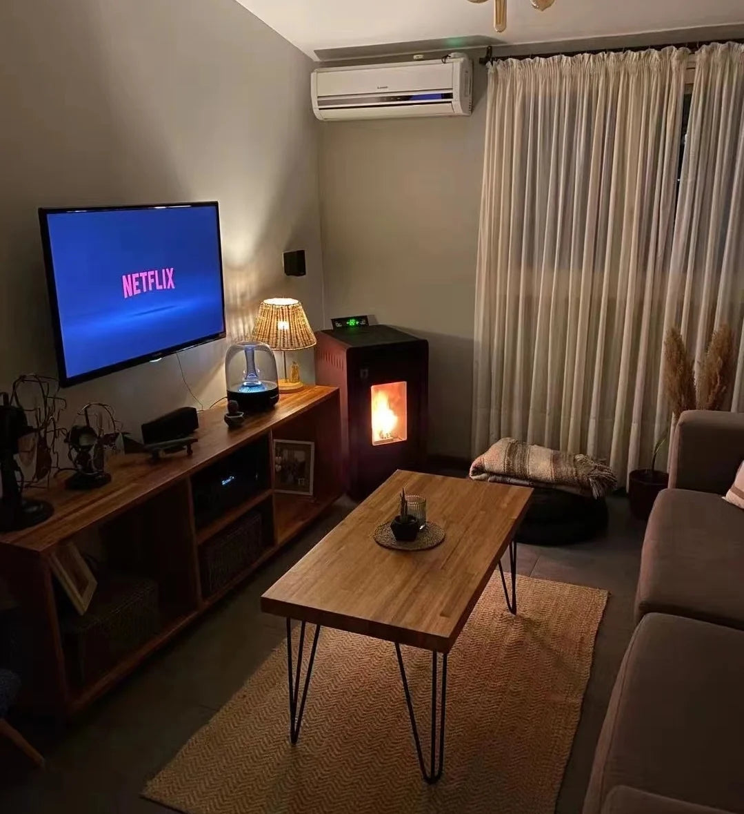 Estufa de pellets - 13.1kW - para 80-100 m2 - 5 niveles - temporizador - CR04 Negro