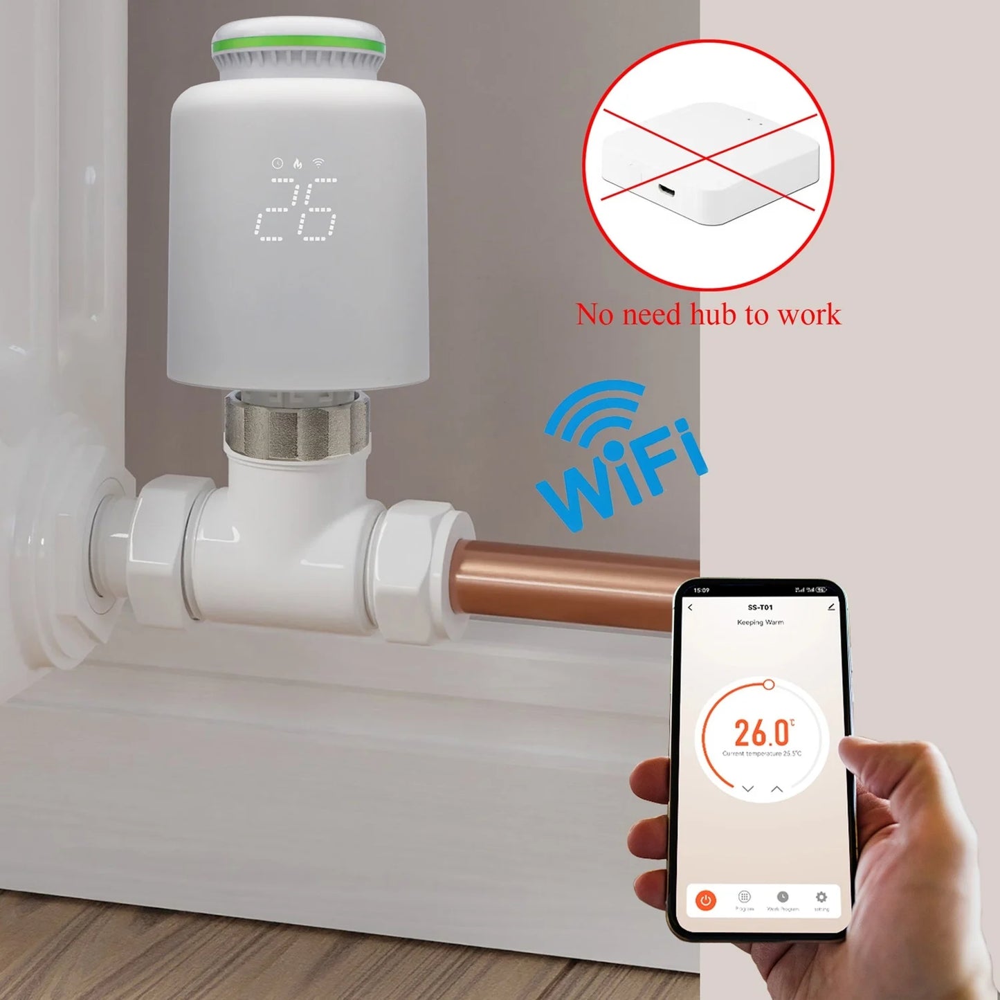 Cabezal de radiador inteligente Wifi