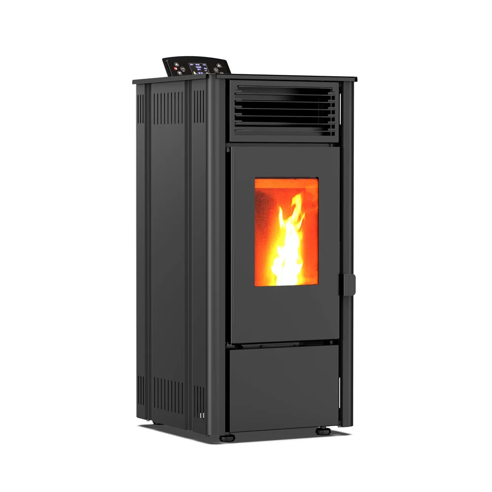 Estufa de pellets - 7.7 kW 70-80 m² - 5 niveles - temporizador - KM0805A - Negro