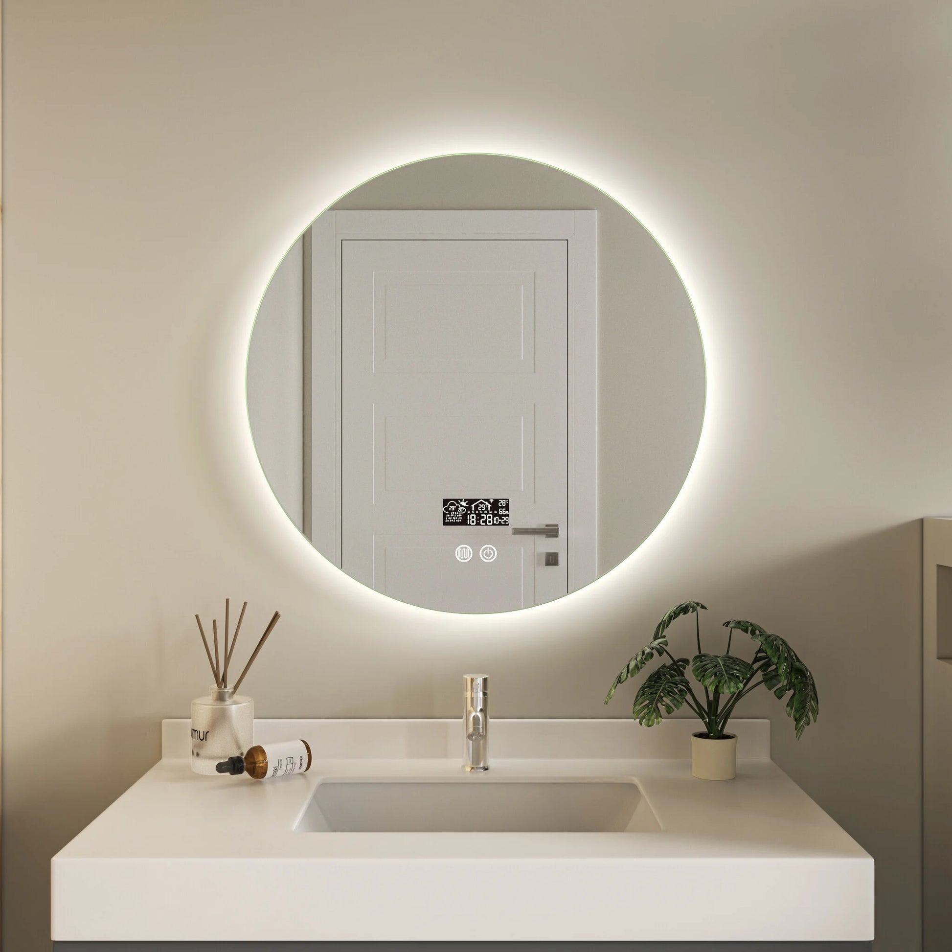Smart spiegel rond 60cm frameloos met led verlichting, anti-condens en wifi