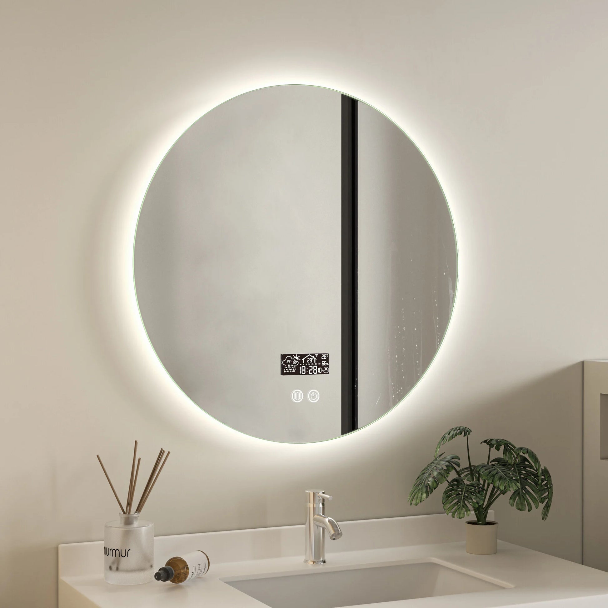Smart spiegel rond 60cm frameloos met led verlichting, anti-condens en wifi