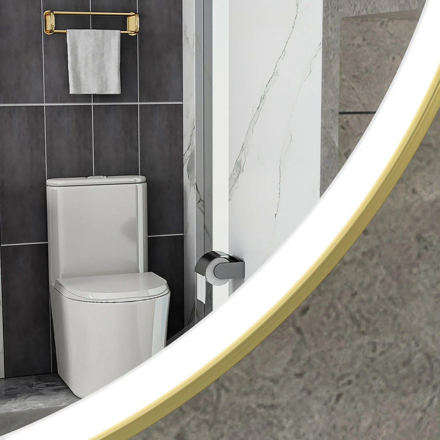 Smart spiegel rond 80cm gouden frame met led verlichting, anti-condens en wifi