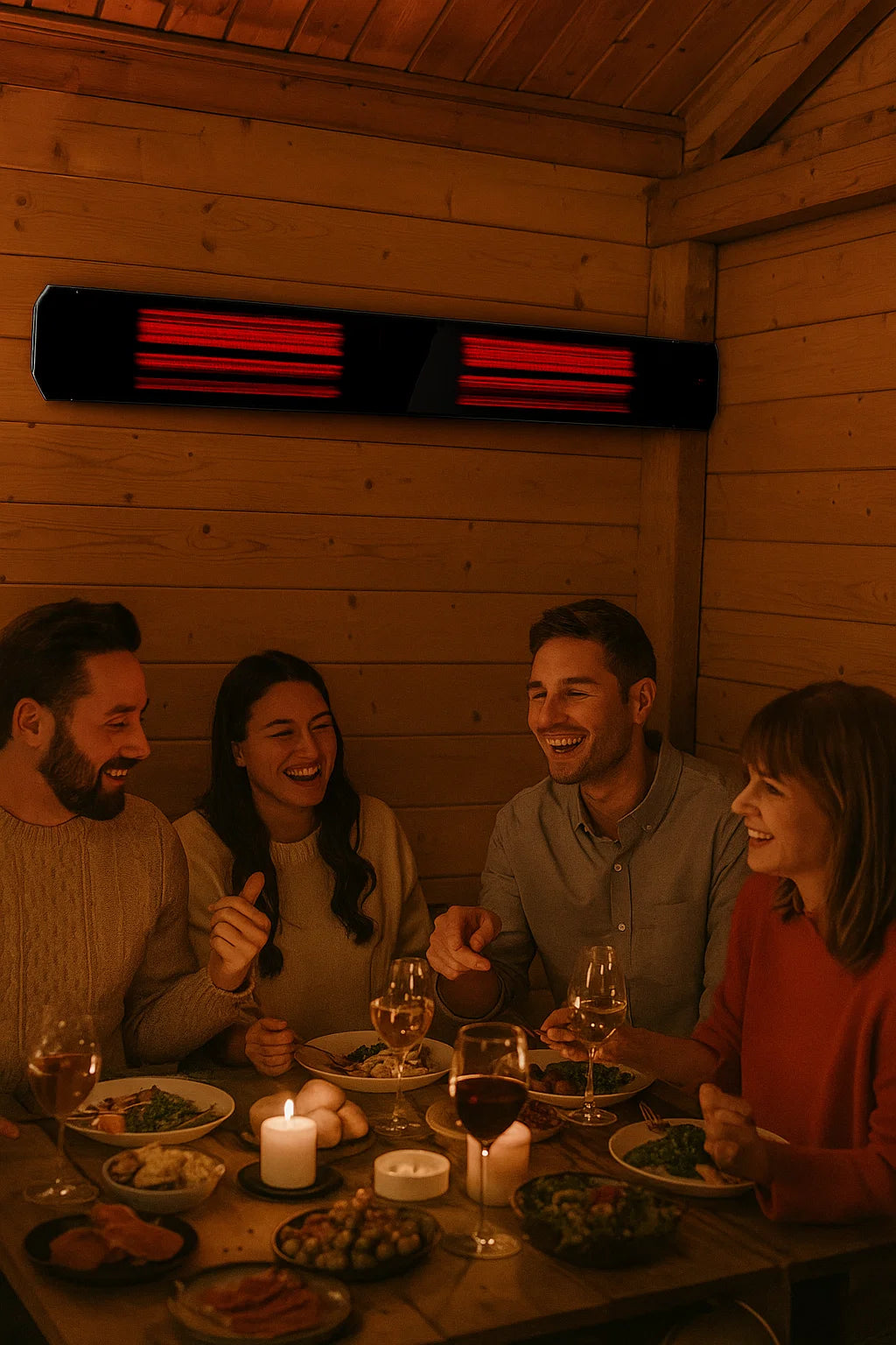 Calefactor infrarrojo de patio Calore negro 1600 - 2200Watt ajustable