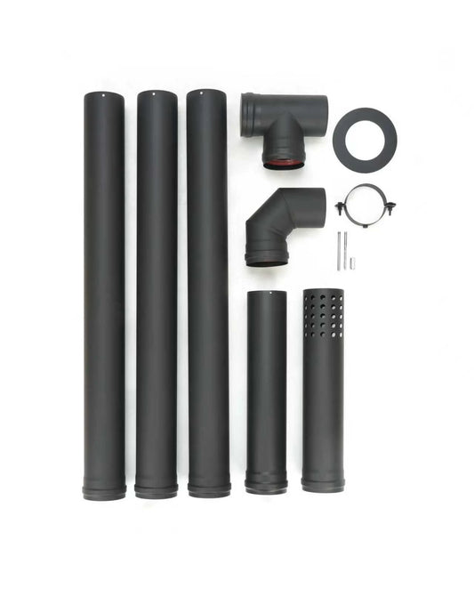 Juego de tubos para estufa de pellets - Ø 100 mm - acero al carbono - Modelo no eléctrico