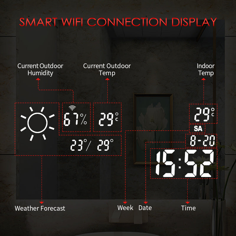 Espejo inteligente con iluminación LED calefacción por infrarrojos 60X60 200Watt