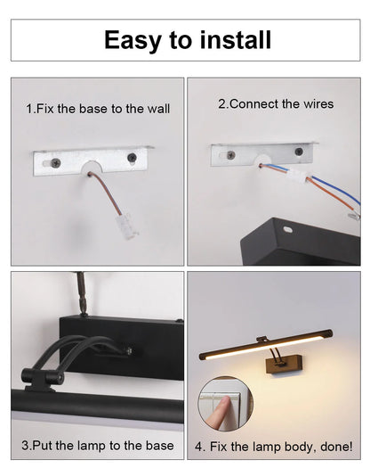 Lámpara espejo iluminación LED negro regulable