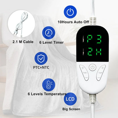 Manta eléctrica - Manta eléctrica - 1 persona - 180x150 cm - Fleece - azul