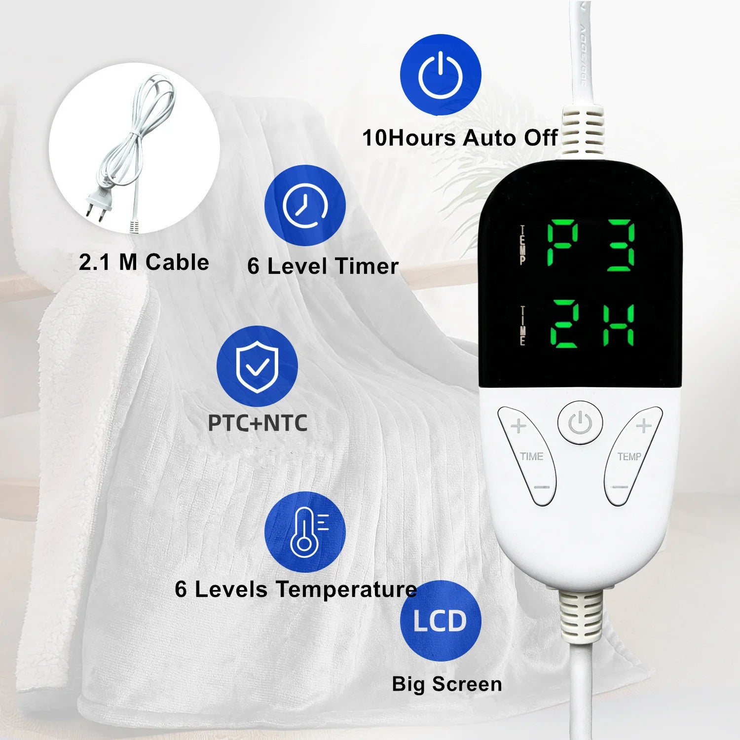 Manta eléctrica - Manta eléctrica - 1 persona - 180x150 cm - polar - negro -