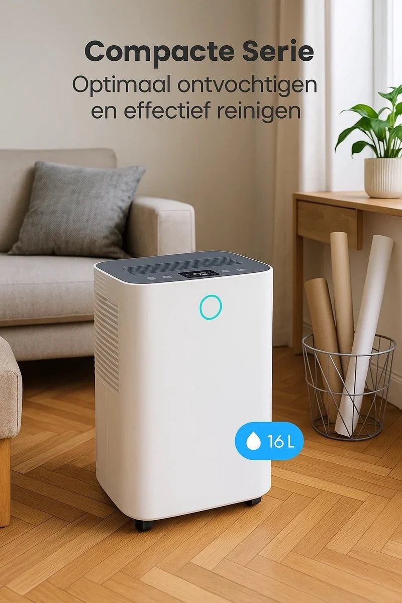 Slimme luchtontvochtiger compact 16 Liter Wifi met carbon filter