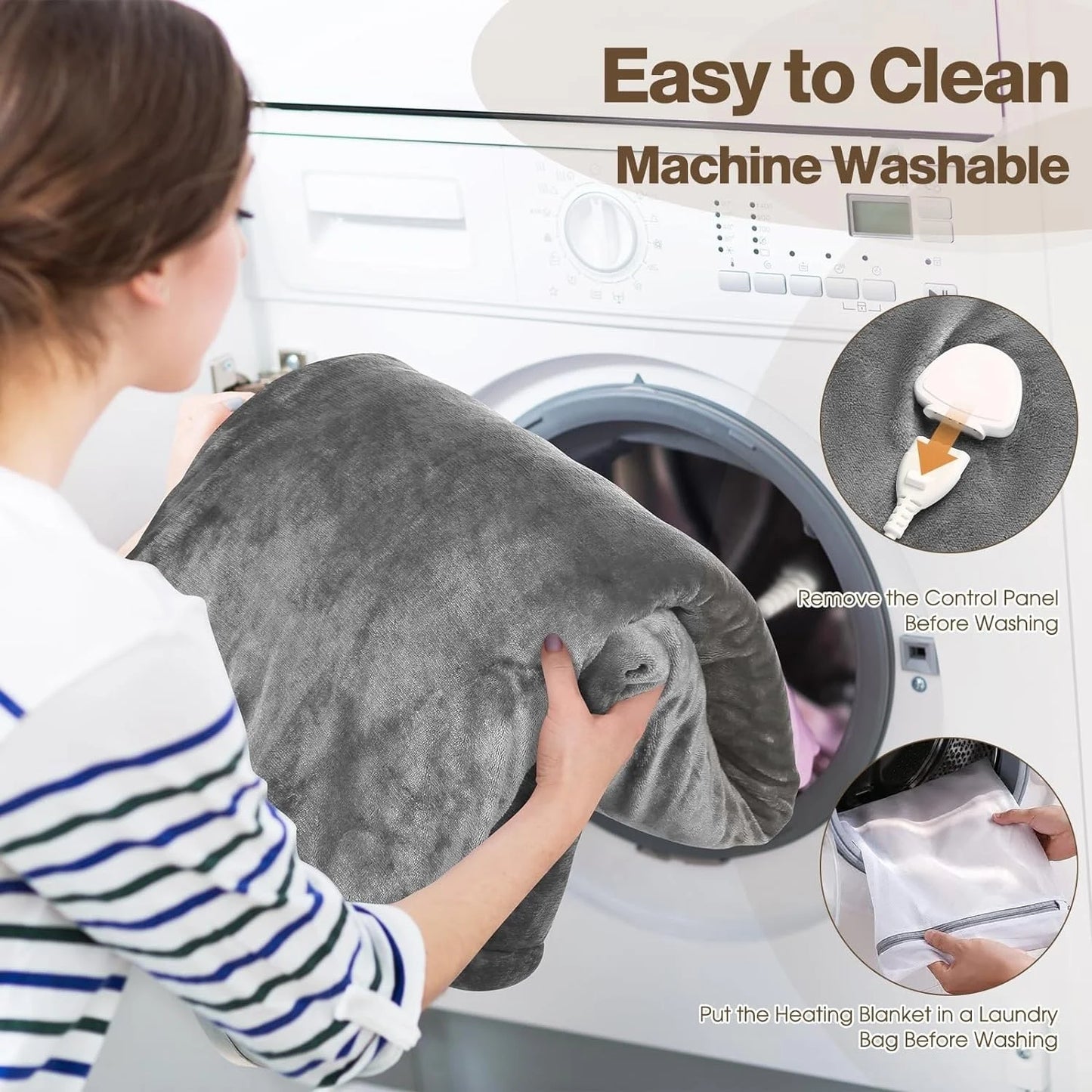 Manta eléctrica - Manta eléctrica - 1 persona - 180x150 cm - Polar - Gris