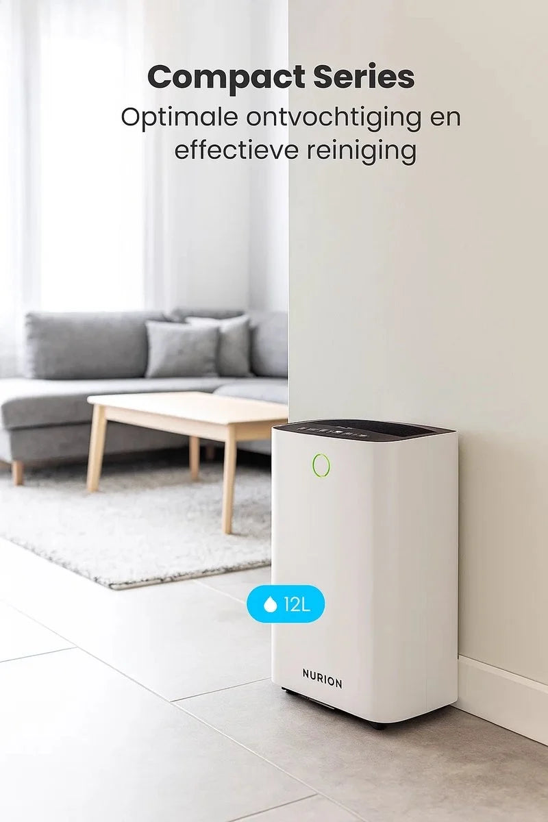 Deshumidificador compacto de 12 litros Wifi con filtro de carbono