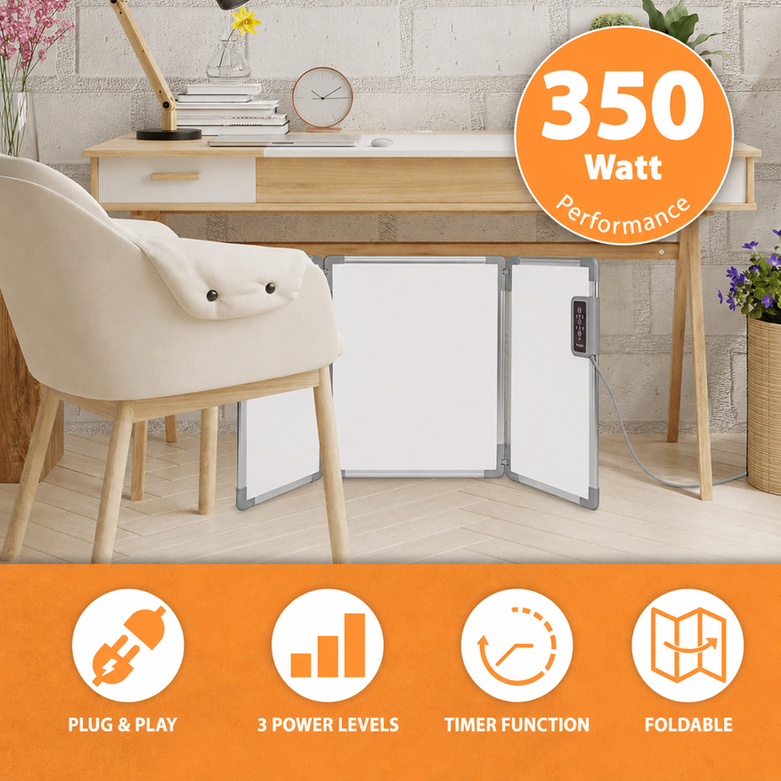 Infrarood verwarming vouwbaar 350Watt - Timer - Instelbaar