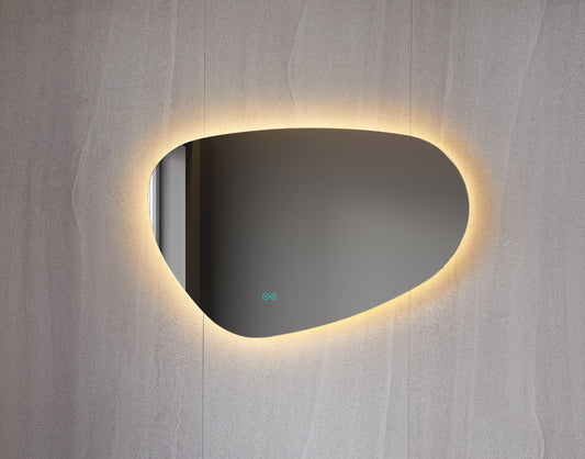Tweedekans - Spiegel asymmetrisch organische led verlichting en anti-condens 90 cm breed en 60 cm hoog - Default