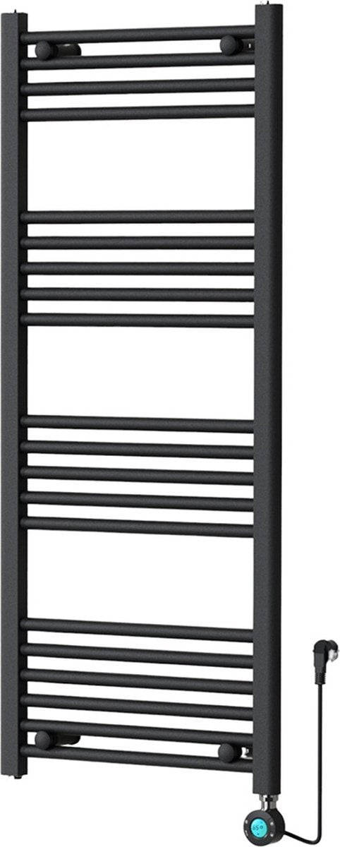 Segunda oportunidad - Radiador toallero eléctrico con termostato digital - Radiador para baño - 1200 × 500 mm - Negro mate - 500 W - Predeterminado