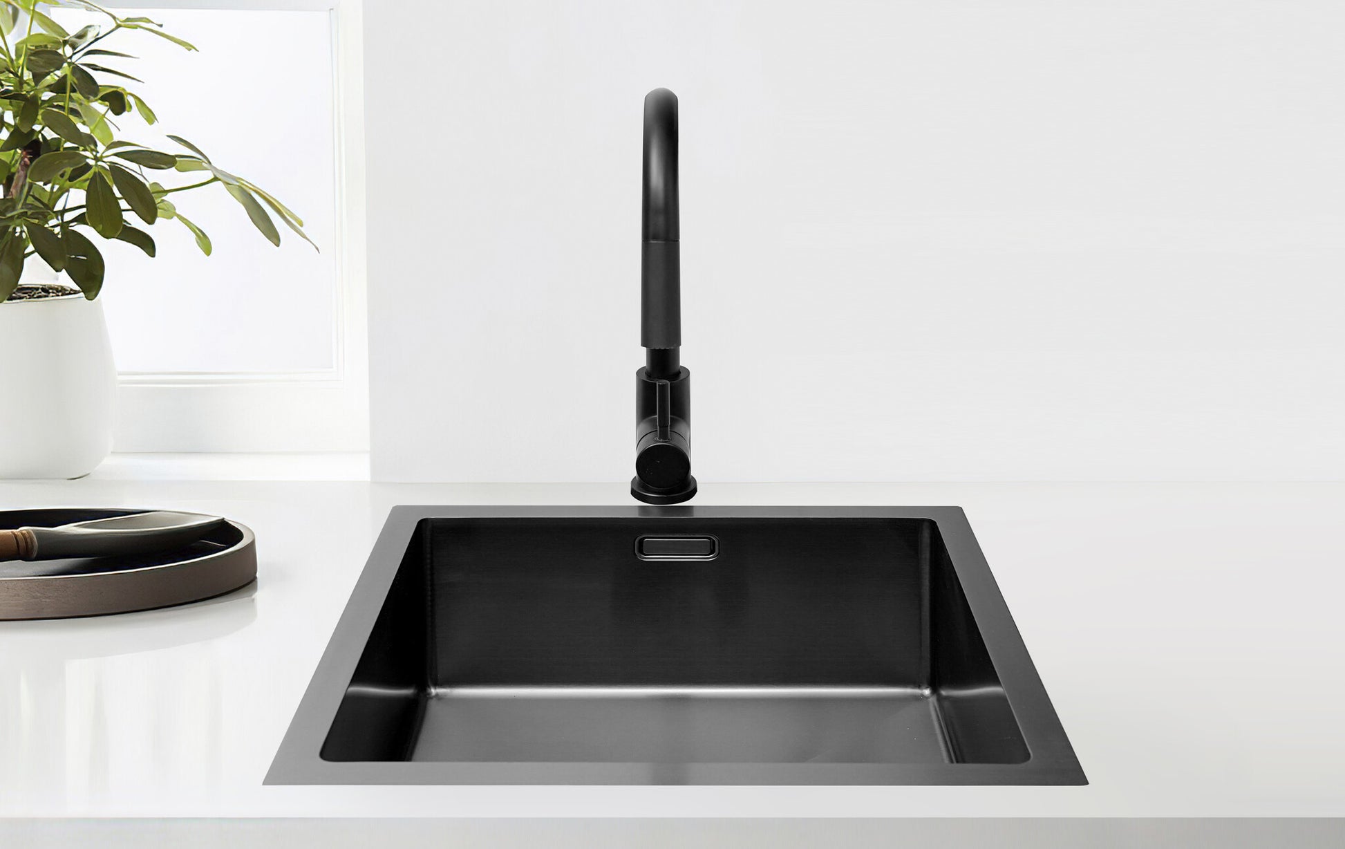 Tweedekans - Nurion Spoelbak Black Metal 44,5 x 34,5 – Spoelbak Keuken - Spoelbakken Keuken – Wasbak Keuken - zonder Kraangat RVS - Default