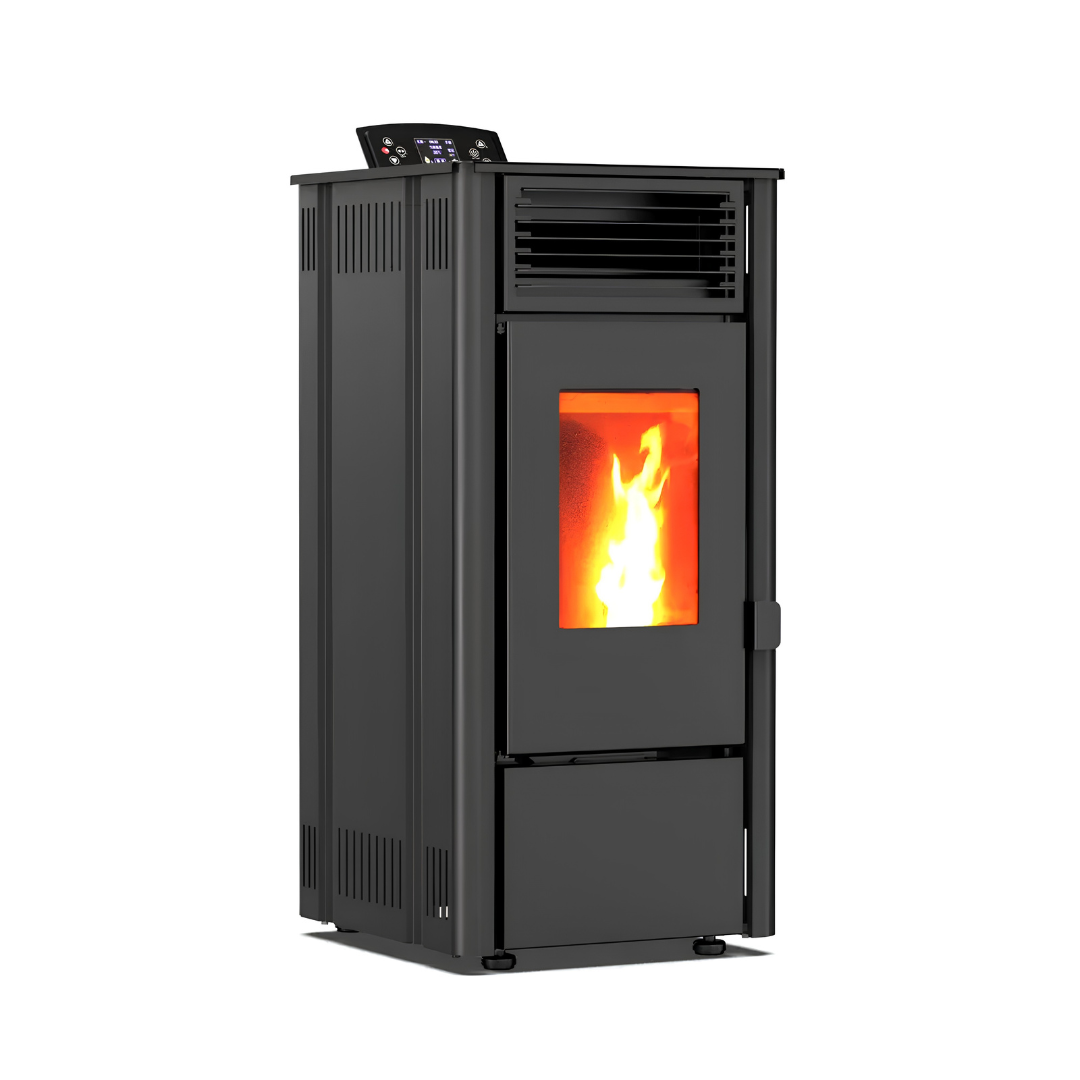 Estufa de pellets - 7.7 kW 70-80 m² - 5 niveles - temporizador - KM0805A - Negro