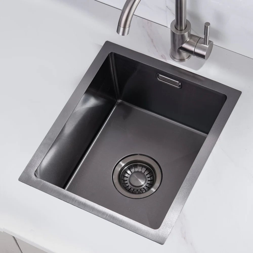 Segunda oportunidad - Fregadero Nurion Black Metal 34,5 x 34,5 – Fregadero de cocina - Fregaderos de cocina – Fregadero de cocina - sin orificio para grifo, acero inoxidable - Predeterminado