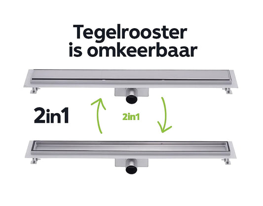 Tweedekans - Nurion douchegoot flens met zijuitloop - tegelrooster - Nurion douchegoot flens met zijuitloop - 800mm