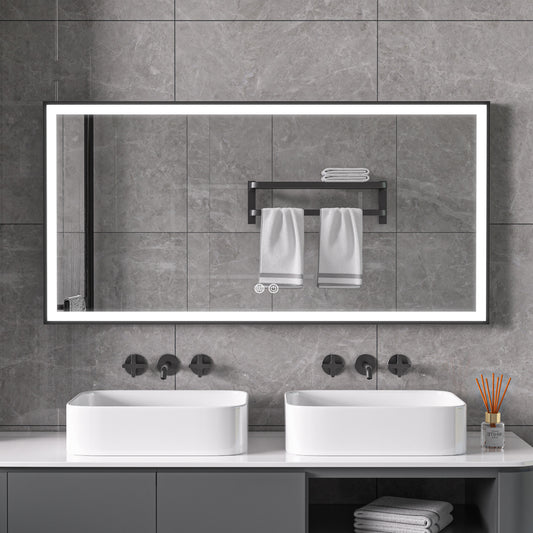 Tweedekans - Spiegel met zwart frame, led, anticondens 75 x 125cm - Default