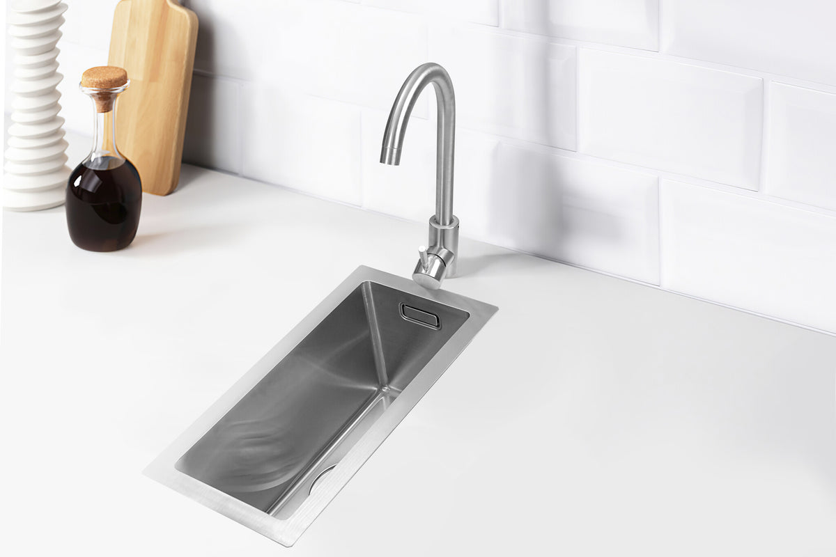 Segunda oportunidad - Fregadero Nurion acero inoxidable 16,5 x 38,5 – Fregadero para cocina - Fregaderos para cocina – Lavadero de cocina - sin orificio para grifo, acero inoxidable - Predeterminado