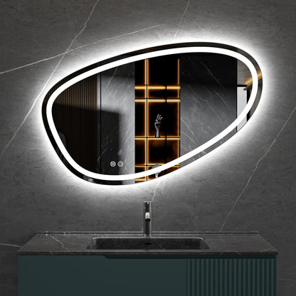 Tweedekans - Spiegel asymmetrisch inbouw led verlichting en anti-condens 100cm breed en 65cm hoog - Default