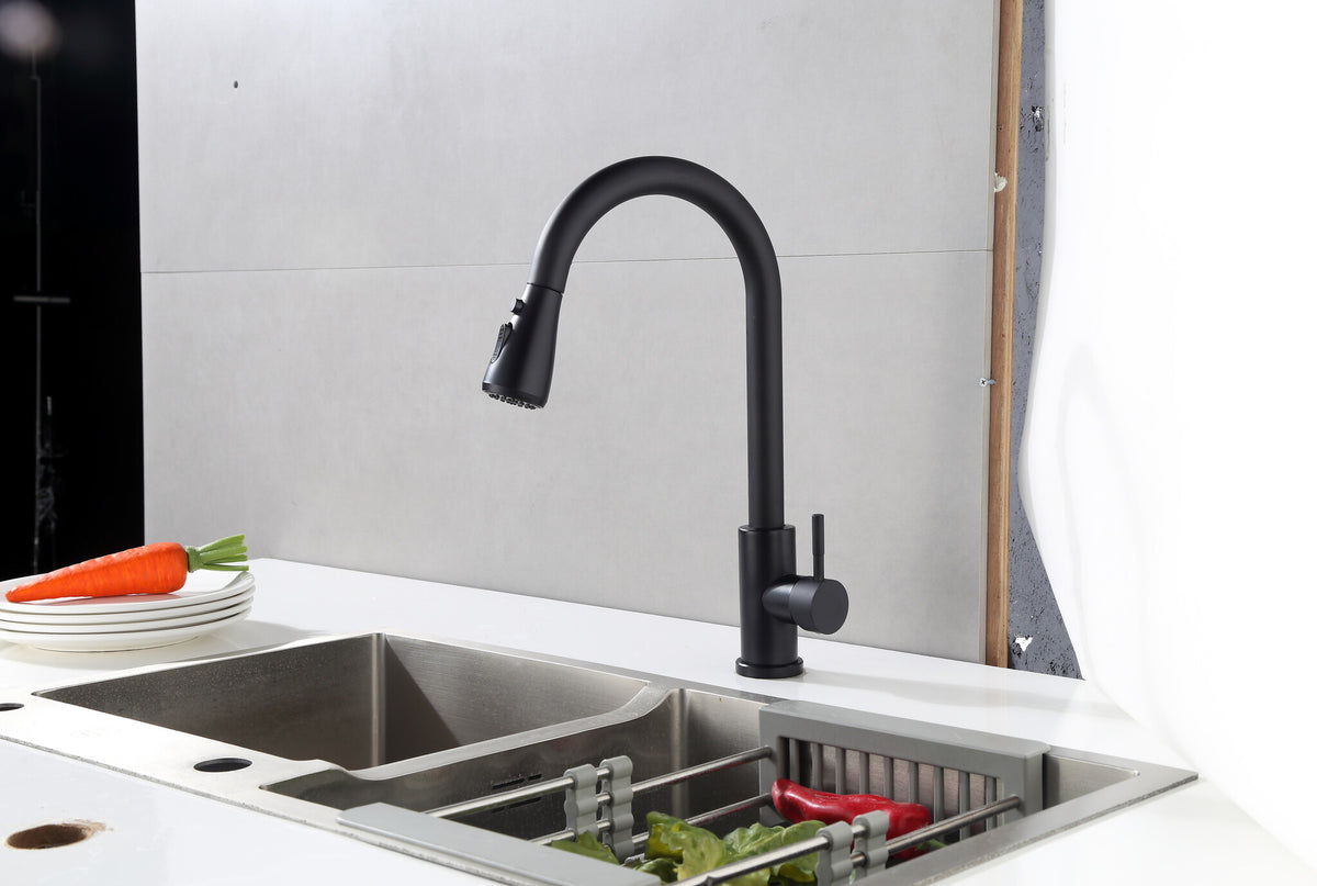 Segunda oportunidad - grifo de cocina Nurion mate negro con caño - Predeterminado
