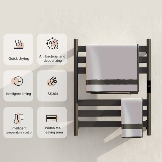 Tweedekans - Elektrische handdoek radiator zwart met thermostaat A-CS06G-B - Zwart
