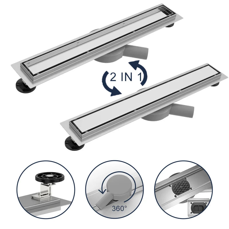 Segunda oportunidad - Canaleta de ducha LunaDrain completa con brida flexible - 60 cm