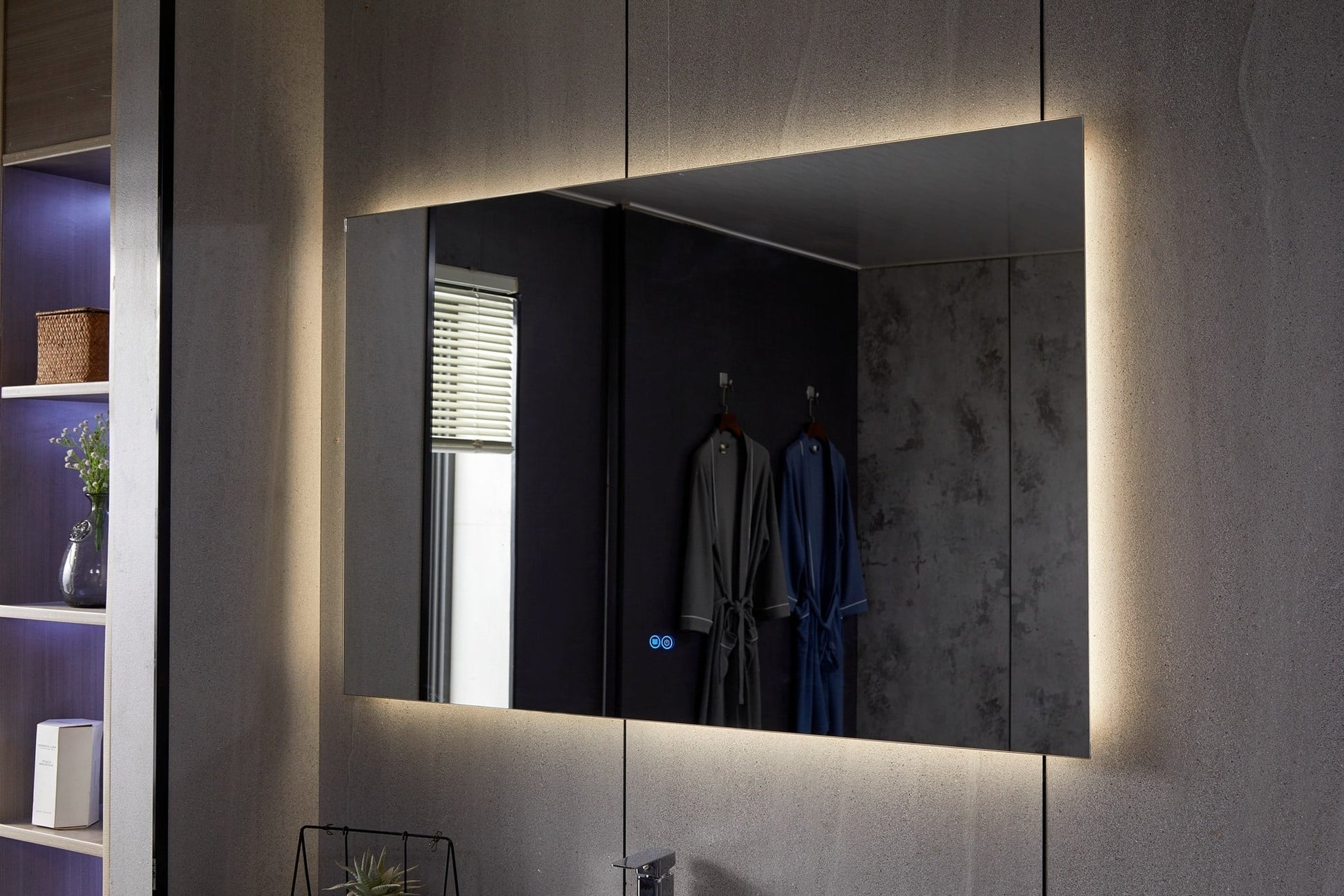Spiegel frameloos met led, anticondens 60 x 100 cm