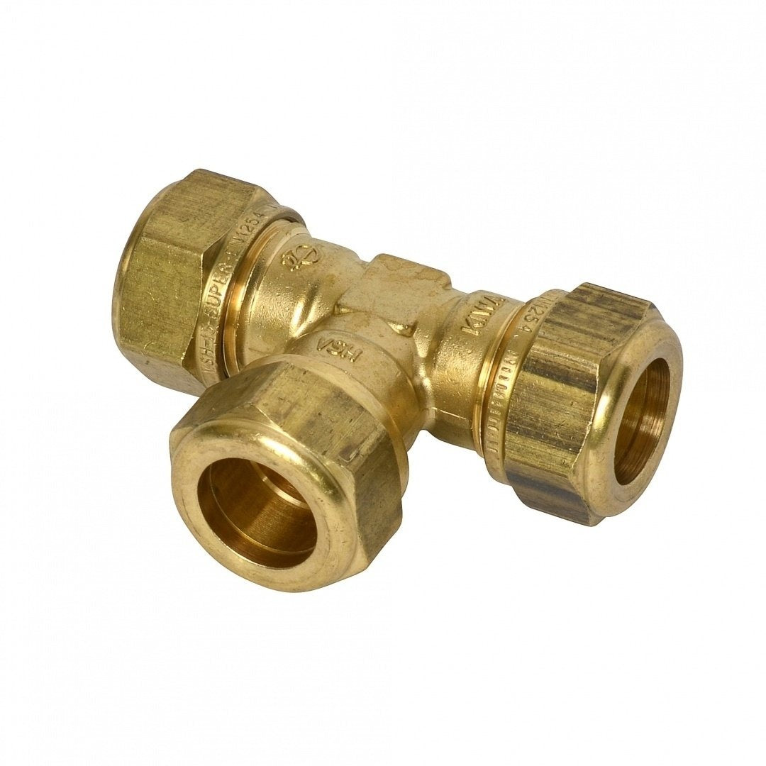 Bonfix® pieza en T de latón 90º, 3x compresión, 15 mm