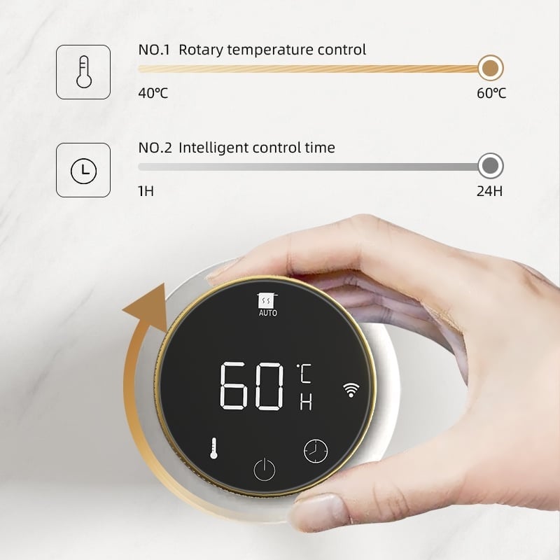 Radiador toallero eléctrico dorado con termostato