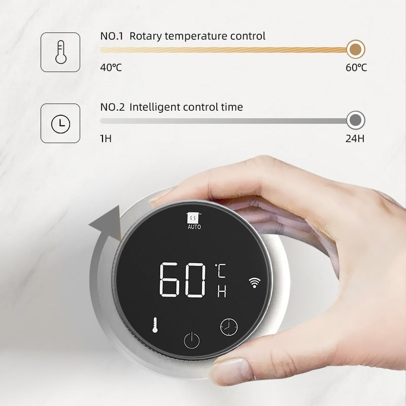 Radiador toallero eléctrico de aspecto metálico con termostato