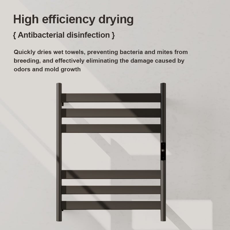 Radiador toallero eléctrico negro con termostato A-CS06G-B