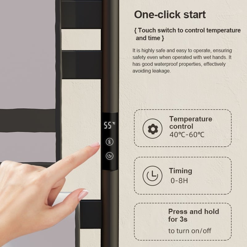 Radiador toallero eléctrico negro con termostato A-CS06G-B