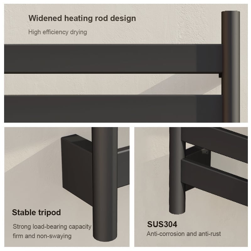 Radiador toallero eléctrico negro con termostato A-CS06G-B