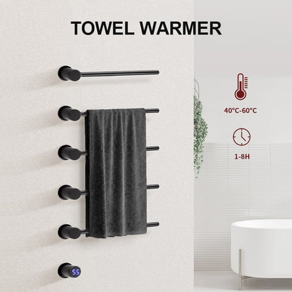 Radiador toallero eléctrico negro con termostato L-SR0200-B