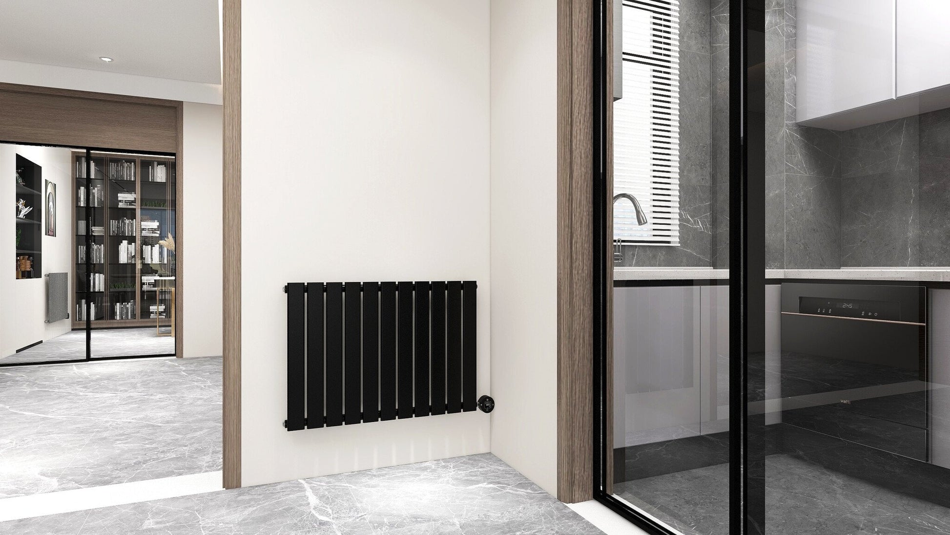 Radiador eléctrico horizontal negro 800 vatios Calysta