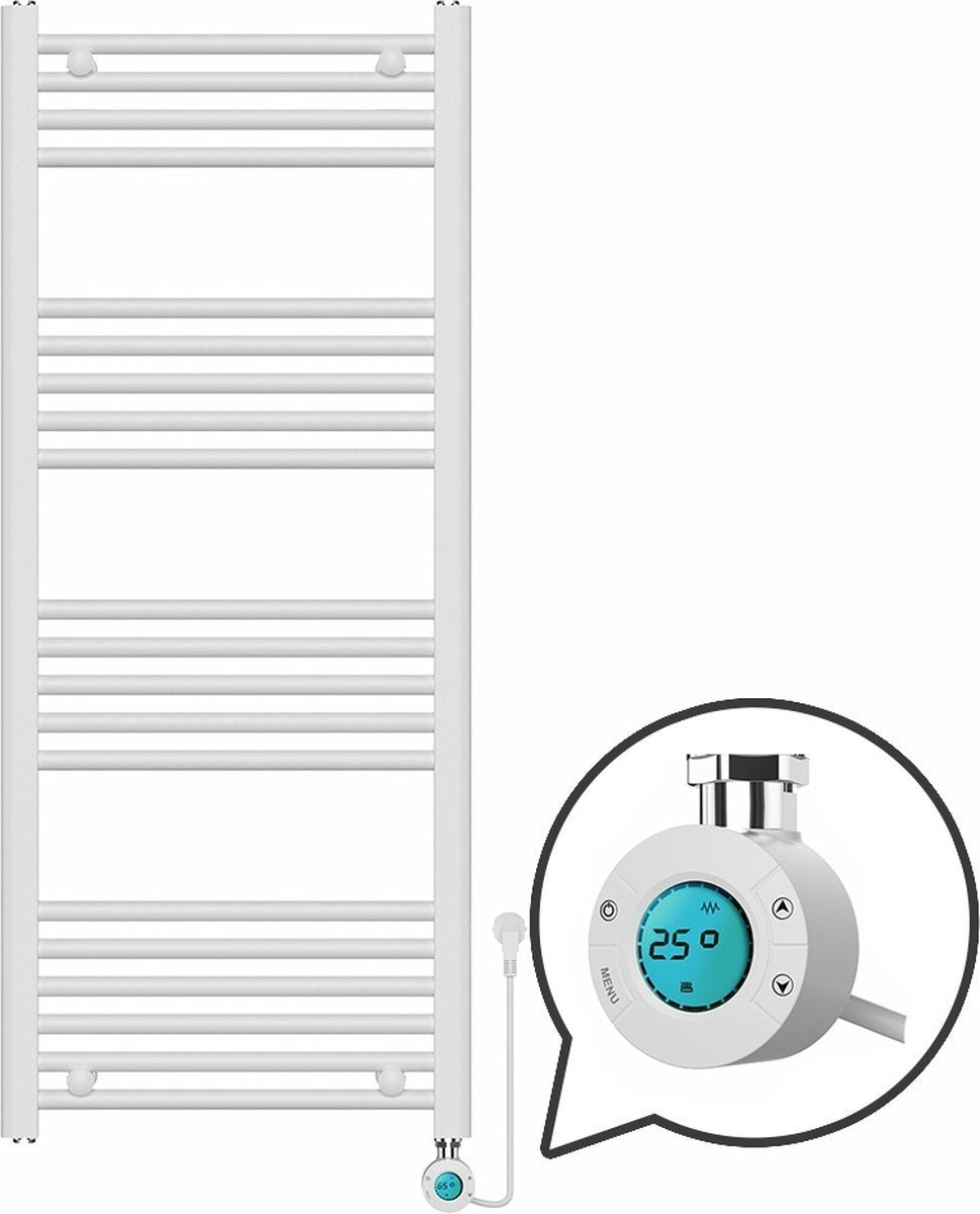 Radiador Eléctrico para Toallas con Termostato Digital - Radiador de Baño - 1200 × 500 mm - Blanco - 500 Watt