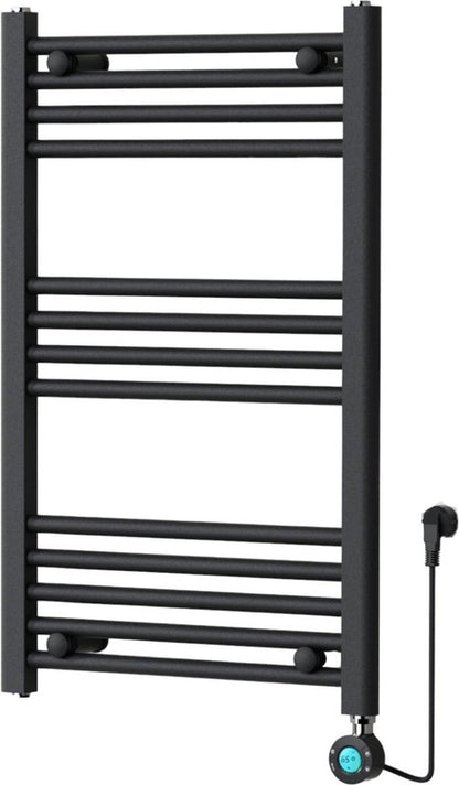 Handdoekradiator Elektrisch met Digitale Thermostaat - Radiator Badkamer - 800 × 500 mm - Mat zwart - 300 Watt